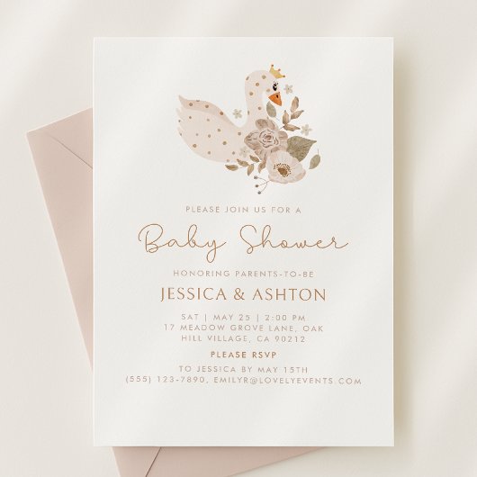 Boho Baby shower Invitation – Zwaan & Bloemen Ontw Kaart