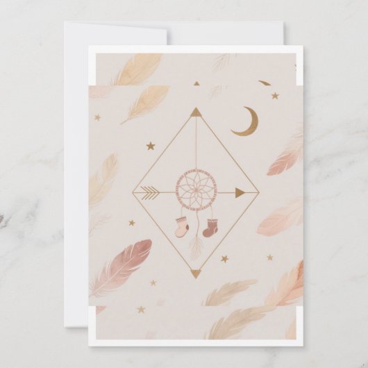 Boho Baby Shower Invite Kaart (Achterkant)