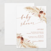 Boho Baby shower Invite Pampas Grass Baby Invite Kaart (Voorkant / Achterkant)