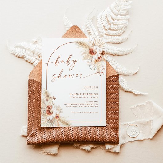 Boho Baby shower Invite Pampas Grass Baby Invite Kaart