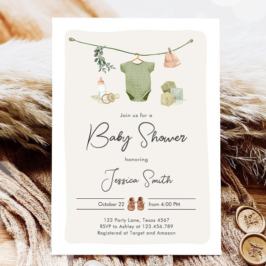 Boho Baby shower Jongen Neutrale Kleding Rustiek Kaart