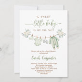 Boho Baby shower Jongen, Sage Groene babykleding Kaart (Voorkant)