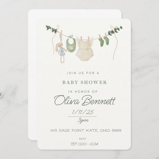 Boho-Baby shower Kaart (Voorkant / Achterkant)