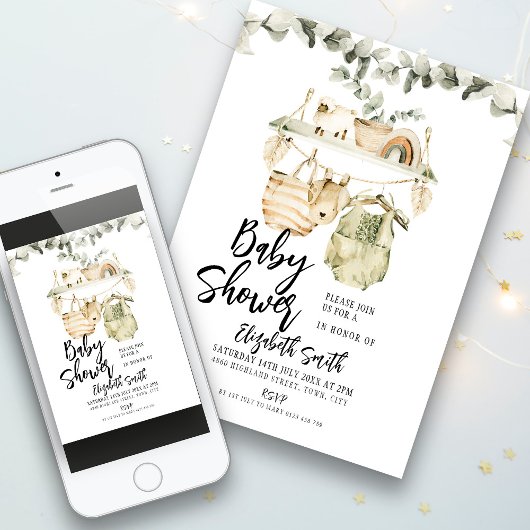 Boho Baby shower Kaart