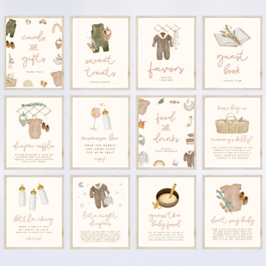 Boho Baby shower Kaarten & Geschenken Teken Poster