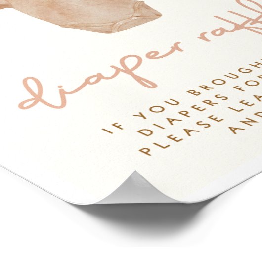 Boho Baby shower Luier Raffle Teken Poster (Hoek)