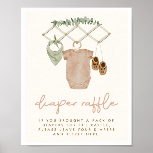 Boho Baby shower Luier Raffle Teken Poster (Voorkant)