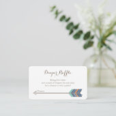 Boho Baby shower Luier Raffle Ticket Navy Sinaasap Informatiekaartje (Staand voorkant)