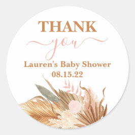 Boho Baby shower Meisje Classic Ronde Sticker