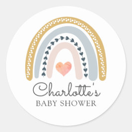 Boho Baby Shower met Regenboogthema Ronde Sticker