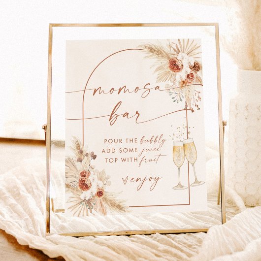 Boho Baby shower Mimosa Bar Sign, Pampas Grass Poster
