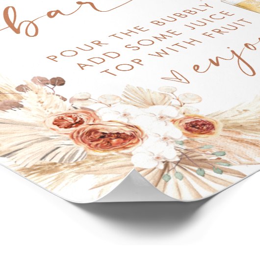 Boho Baby shower Mimosa Mumosa Bar Sign. Poster (Hoek)