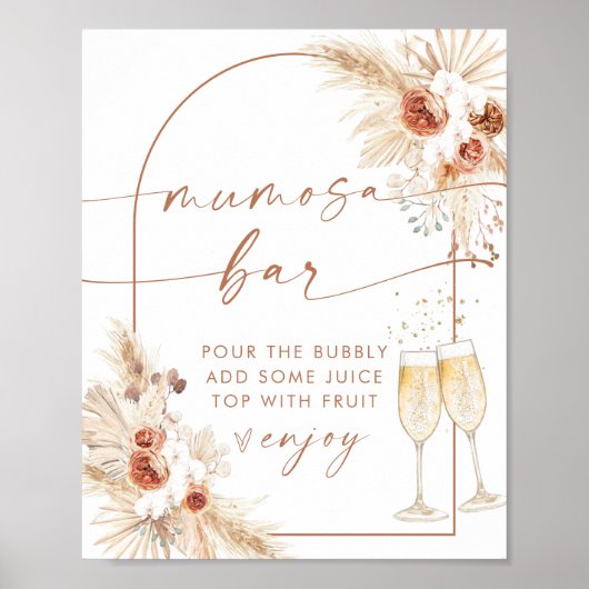 Boho Baby shower Mimosa Mumosa Bar Sign. Poster (Voorkant)