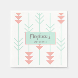 Boho-Baby shower   Mint Green en Peach Arrow Servet
