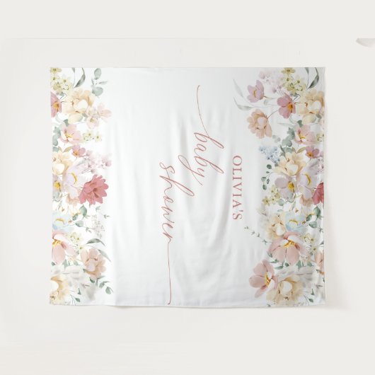 Boho Baby shower Modern Floral Backdrop Wandkleed (Voorkant (horizontaal))