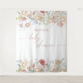 Boho Baby shower Modern Floral Backdrop Wandkleed (Voorkant)