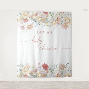Boho Baby shower Modern Floral Backdrop Wandkleed