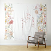 Boho Baby Shower Moderne Bloemen Achtergrond Tapij Wandkleed (In Situ (horizontaal))