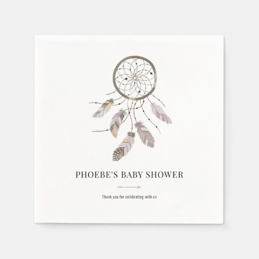 Boho Baby shower Moderne Waterverf Party Paper Servet (Voorkant)