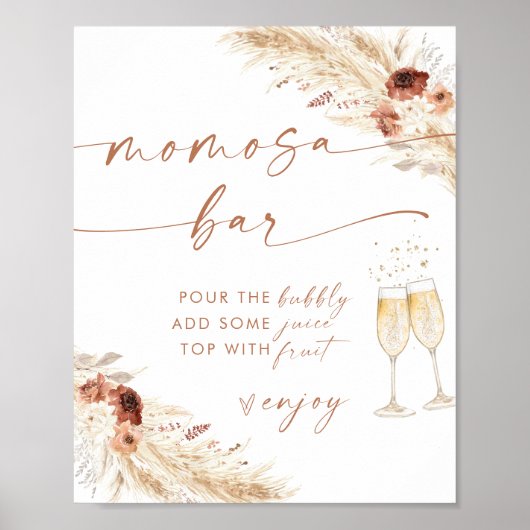 Boho Baby shower Momosa Bar Sign | Mimosa Bar Poster (Voorkant)