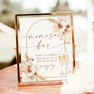 Boho Baby shower Momosa Bar Sign   Pampas Grass Poster