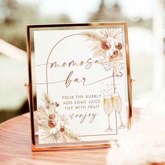 Boho Baby shower Momosa Bar Sign | Pampas Grass Poster