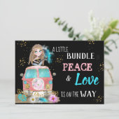 **Boho Baby Shower Neutraal Vrede & Liefde Hippie Kaart (Staand voorkant)