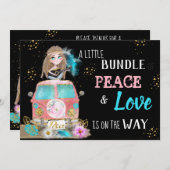 **Boho Baby Shower Neutraal Vrede & Liefde Hippie Kaart (Voorkant / Achterkant)