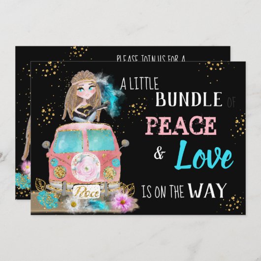 **Boho Baby Shower Neutraal Vrede & Liefde Hippie Kaart (Voorkant / Achterkant)