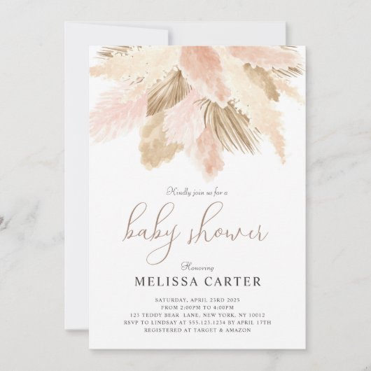 Boho Baby shower Neutral Spring Party Invitation Kaart (Voorkant)