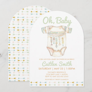 Boho Baby shower Oh Baby Invitation Kaart
