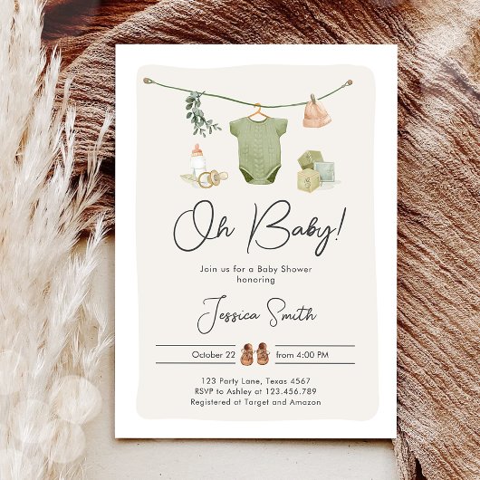 Boho Baby shower Oh Baby Jongen Kleding Rustiek Kaart