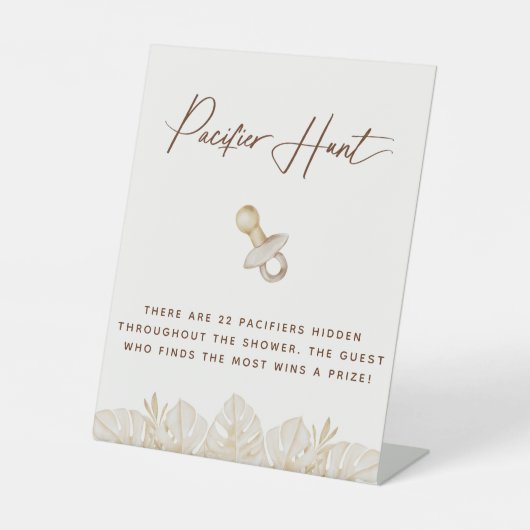 Boho Baby shower Pacifier Hunt Reclamebord Met Voetstuk (Voorkant)