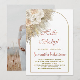 Boho Baby shower Pampas Grass Botanische Foto Kaart