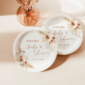 Boho Baby shower Papier Borden | Moderne bloemen Papieren Bordje