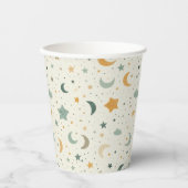 Boho Baby shower Papieren Bekers-Maan en Sterren Papieren Bekers (Voorkant)