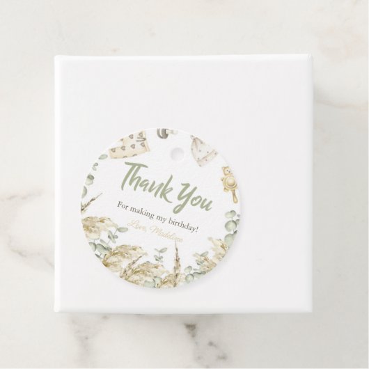 Boho Baby shower Party Circle Bedankt Label (In situ)