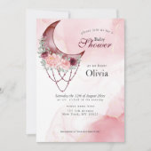 Boho Baby shower Pink Crescent Moon Mandala Kaart (Voorkant)