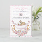 BOHO Baby shower Pink Hammock Antlers Floral Kaart (Staand voorkant)