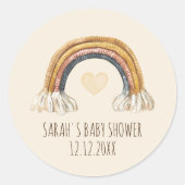 Boho Baby shower Rainbow Classic Round Sticker (Voorkant)