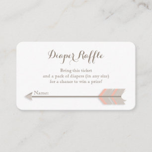 Boho Baby shower Roze en GreyDiaper Raffle Ticket Informatiekaartje