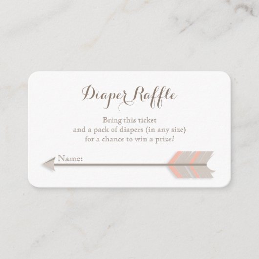 Boho Baby shower Roze en GreyDiaper Raffle Ticket Informatiekaartje (Voorkant)