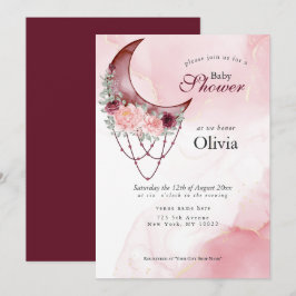 Boho Baby Shower Roze Halve Maan Mandala Kaart