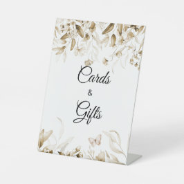 Boho Baby shower Sepia Floral Kaart & Geschenken Reclamebord Met Voetstuk