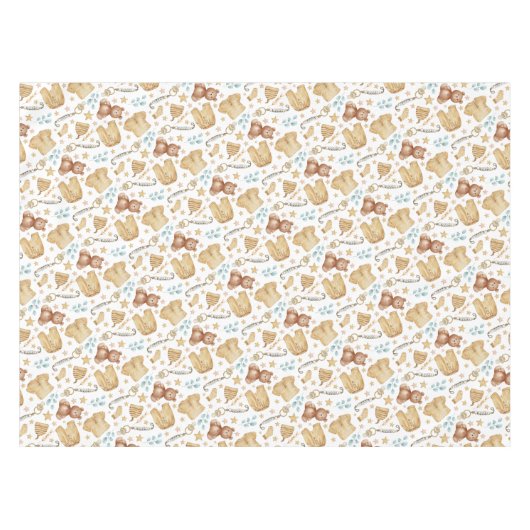 Boho Baby shower Tafelkleed – Kleding & Teddybeer (Voorkant (Horizontaal))