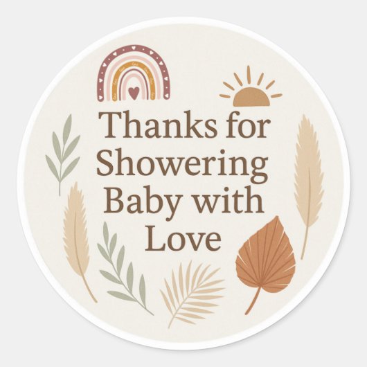 Boho Baby Shower Thank You Sticker (Voorkant)