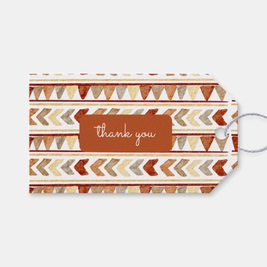 Boho Baby Shower Tribal Navajo Bruine Bedankt Cadeaulabel (Voorkant (Horizontaal))