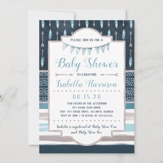 Boho Baby shower Uitnodiging (Voorkant)