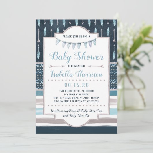 Boho Baby shower Uitnodiging (Staand voorkant)