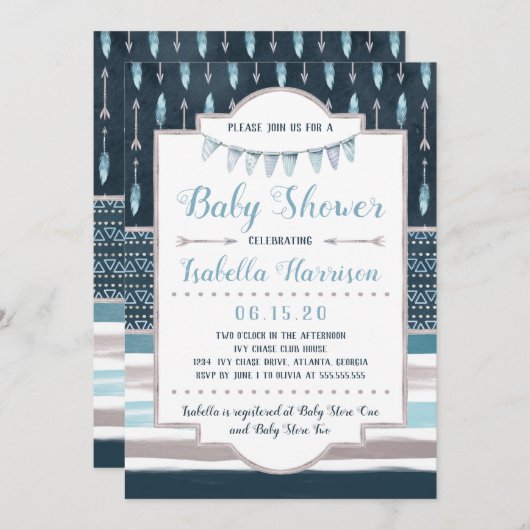 Boho Baby shower Uitnodiging (Voorkant / Achterkant)